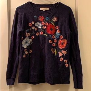 Floral embroidered sweater